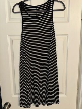 a new day Black and White Striped Midi Tank Dress